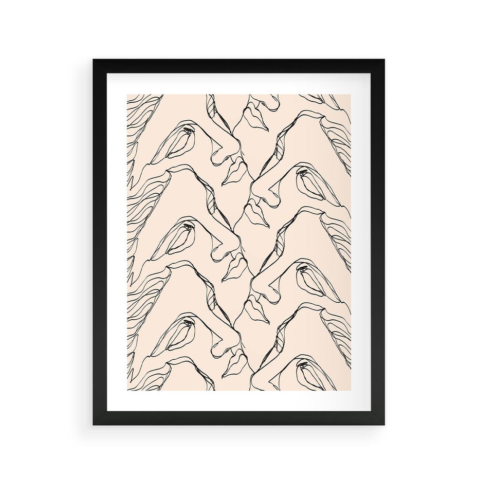 Plakat w ramie 40x50 - Grafika z Twarzami Greckiej Rzeźby - grafika, plakat - rama czarna