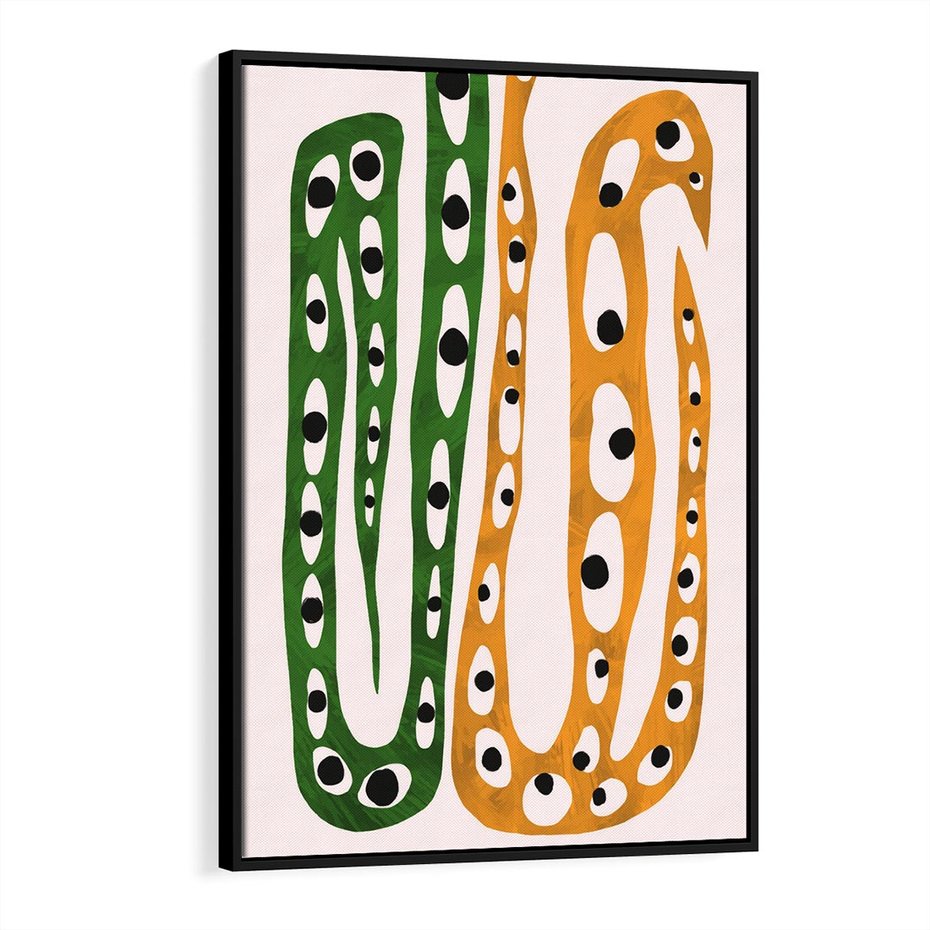 Obraz w ramie 70x100 - Migocące Zmaganie - abstrakcyjny obraz, dziwne kształty - rama czarna