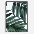 Obraz w ramie 70x100 - Ruchome liście czasu - liście palmy, tropikalne - rama czarna