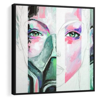 Obraz w ramie 50x50 - Niezakończona Piękność - abstrakcyjny obraz olejny, portret kobiety - rama czarna