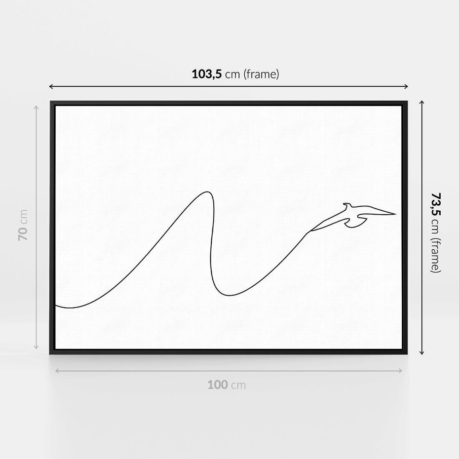 Obraz w ramie 100x70 - Ptasia Linia - ptak, jaskółka - rama czarna