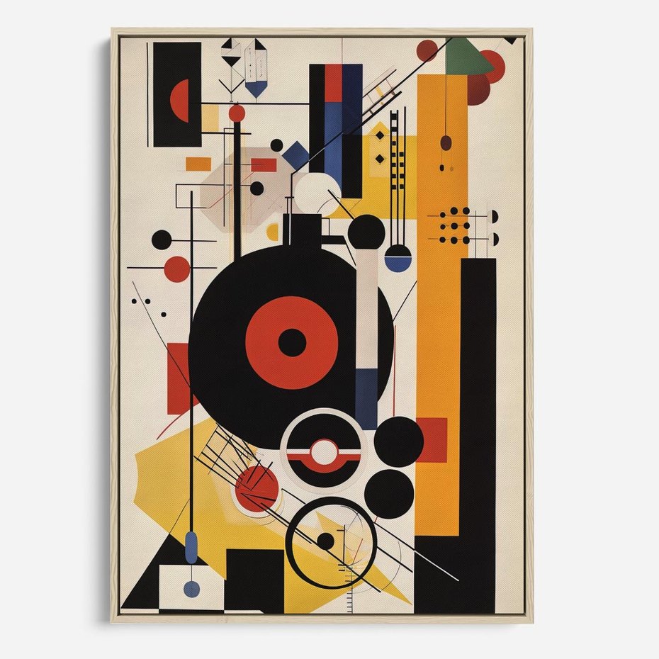 Obraz w ramie 50x70 - Wnętrza Refleksyjnego Światła - modernistyczny obraz, styl bauhaus - rama drewno