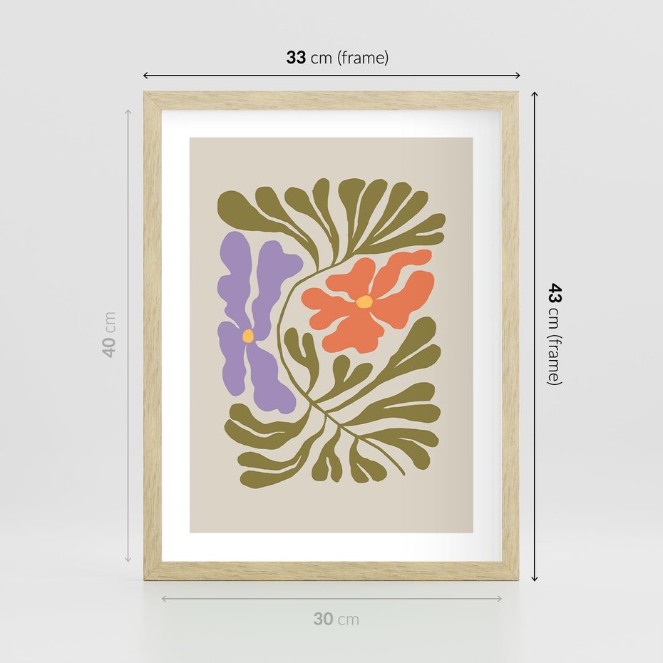 Plakat w ramie 30x40 - Bezgraniczne Impresje - kwiaty, abstrakcja - rama drewno