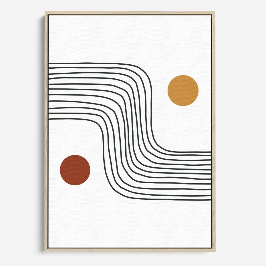 Obraz w ramie 50x70 - Kontury Harmonii - nieregularne linie, koła - rama drewno