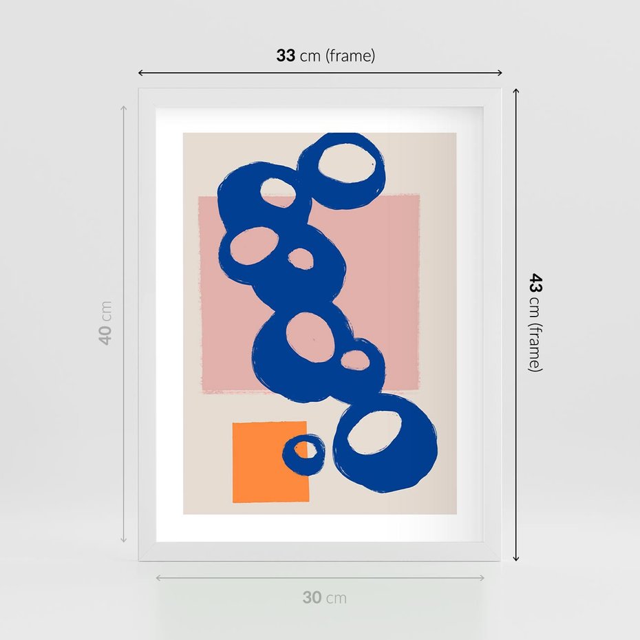 Plakat w ramie 30x40 - Migocące Plamiste Echa - abstrakcja, nowoczesny plakat - rama biała