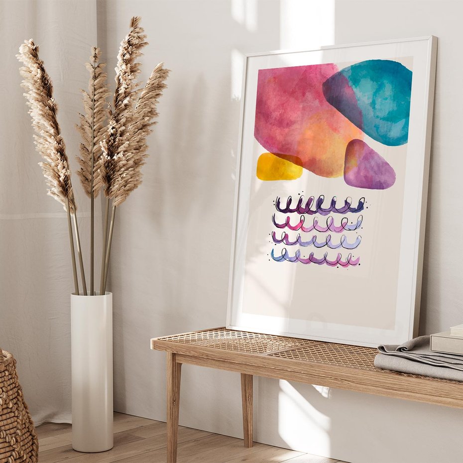 Plakat bez ramy 40x50 - Impresje Akwarelowej Przestrzeni - kolorowe pastelowe plamy, rozmyte żywe kolory