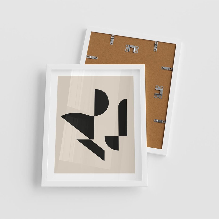 Plakat w ramie 40x50 - Rozkwitająca Abstrakcja - abstrakcyjne geometryczne kształty, minimalizm - rama biała