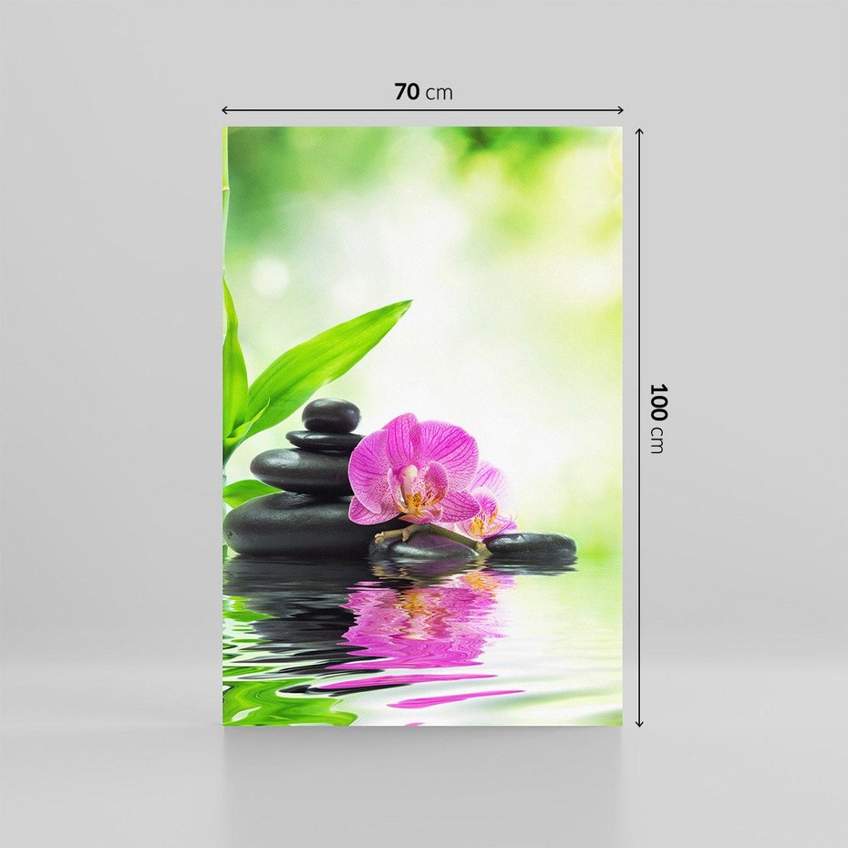 Obraz na płótnie 70x100 - Relaksujący świat SPA z kwiatami i bambusem - spa, kwiaty