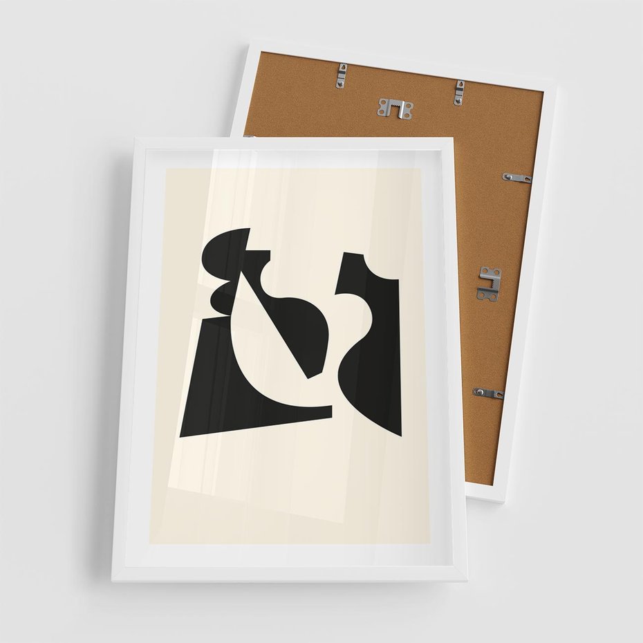 Plakat w ramie 50x70 - Tajemnicze Spektrum - abstrakcyjne kształty, geometria - rama biała