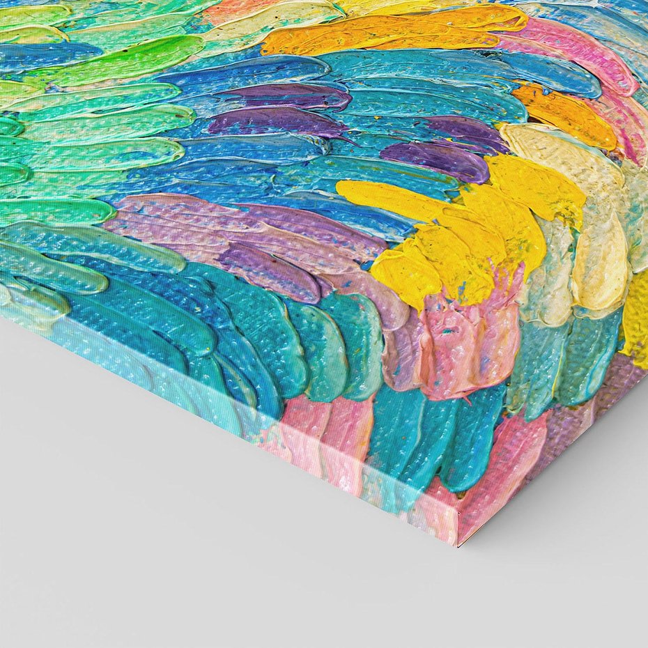 Obraz na płótnie 50x50 - Egzotyczne Pióra - abstrakcyjne dzieło, farby olejne