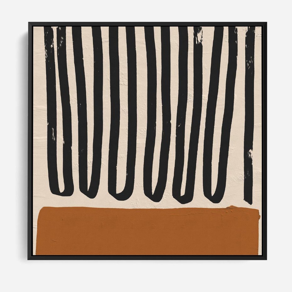 Obraz w ramie 50x50 - Boho Impulsy Kreatywności - abstrakcyjny plakat, brąz - rama czarna