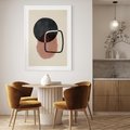 Plakat w ramie 40x50 - Abstrakcyjna Harmonia - abstrakcyjne nieregularne kształty, minimalistyczny plakat - rama biała