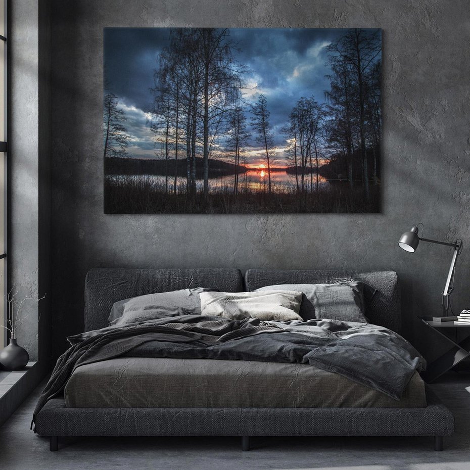 Obraz na płótnie 120x80 - Zachód słońca nad jeziorem - zachód, słońca