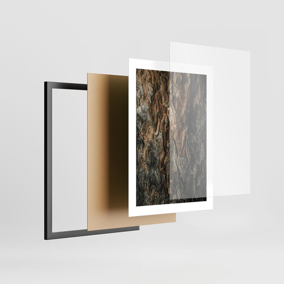 Plakat w ramie 30x40 - Tekstura Drewna: Zbliżenie - zbliżenie na pień drzewa, tekstura - rama czarna