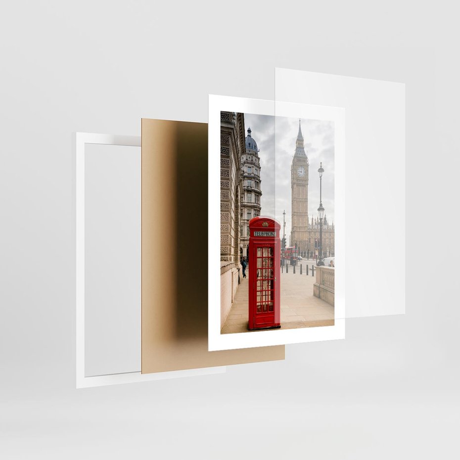 Plakat w ramie 30x40 - Symbol Big Benu - Londyn, budka - rama biała