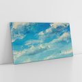 Obraz na płótnie 100x50 - Oddechy niebiańskiej materii - olejny obraz, smugi farby przypominają obłoki na błękitnym niebie