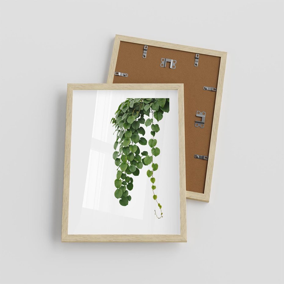 Plakat w ramie 30x40 - Świeżość Natury - liście, zielone - rama drewno