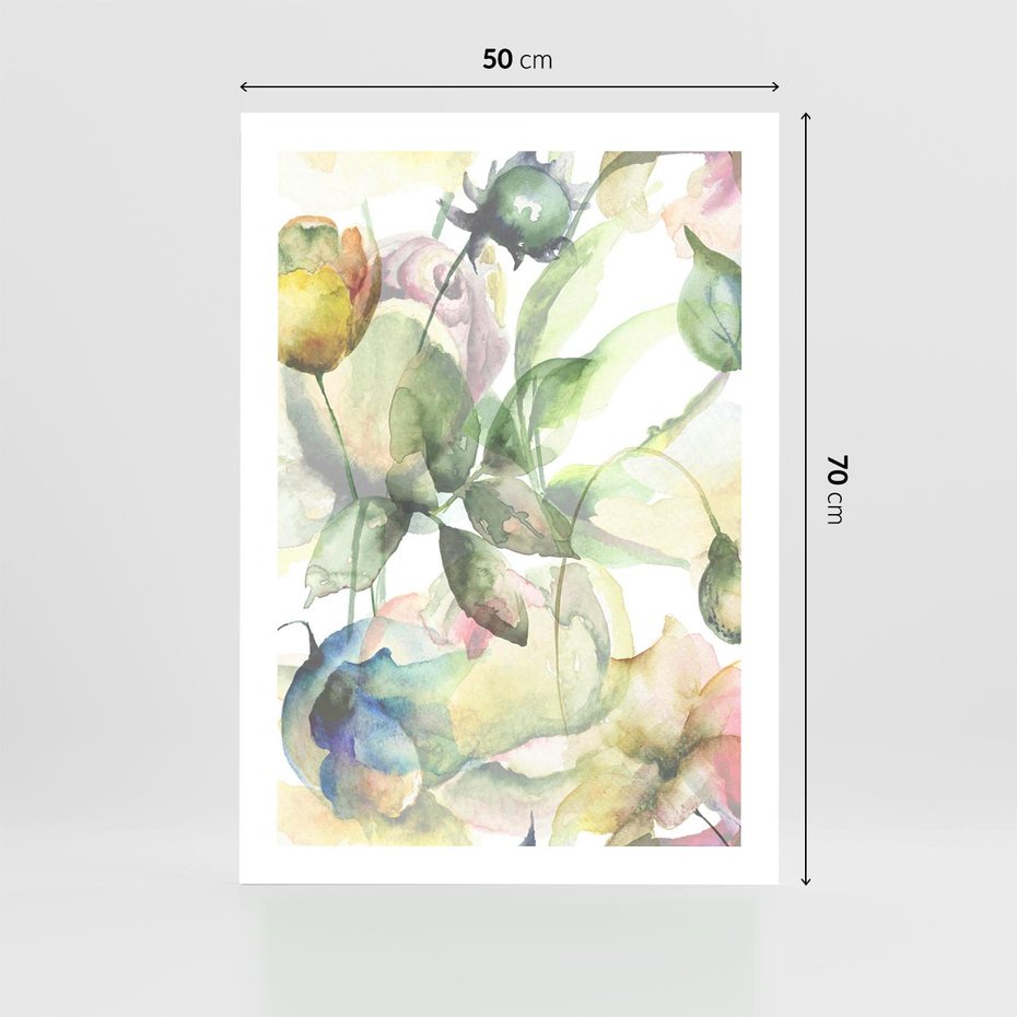 Plakat bez ramy 50x70 - Delikatne Kolory - akwarelowe, kwiaty