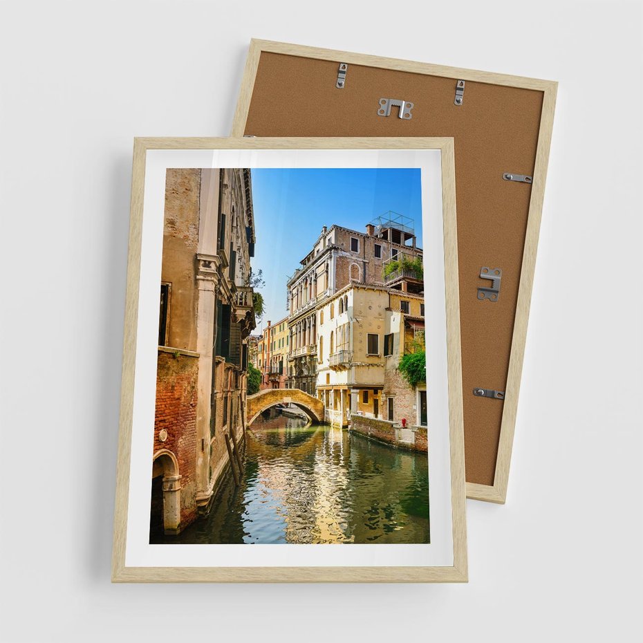 Plakat w ramie 50x70 - Magia Kanałów Weneckich - Wenecja, kanały - rama drewno