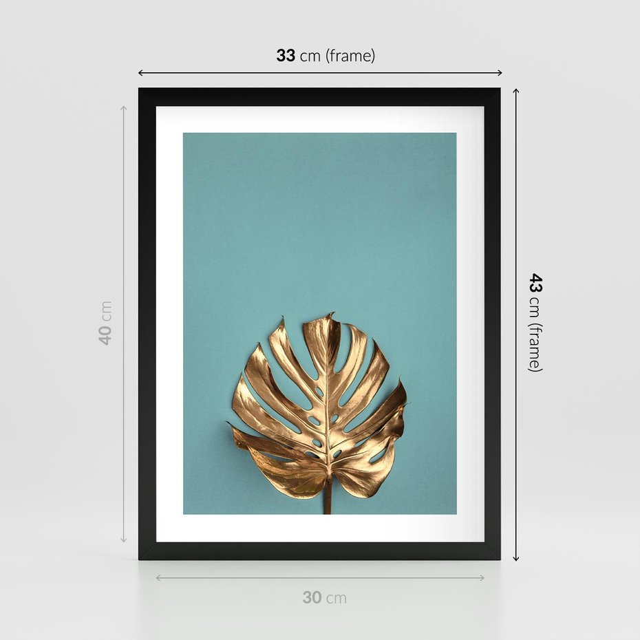Plakat w ramie 30x40 - Piękno Natury - złote, liście - rama czarna