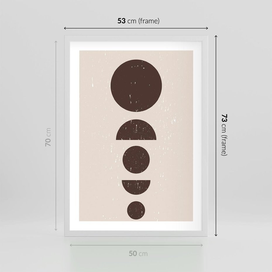 Plakat w ramie 50x70 - Migocące Granice - mid century styl, nowoczesna grafika - rama biała