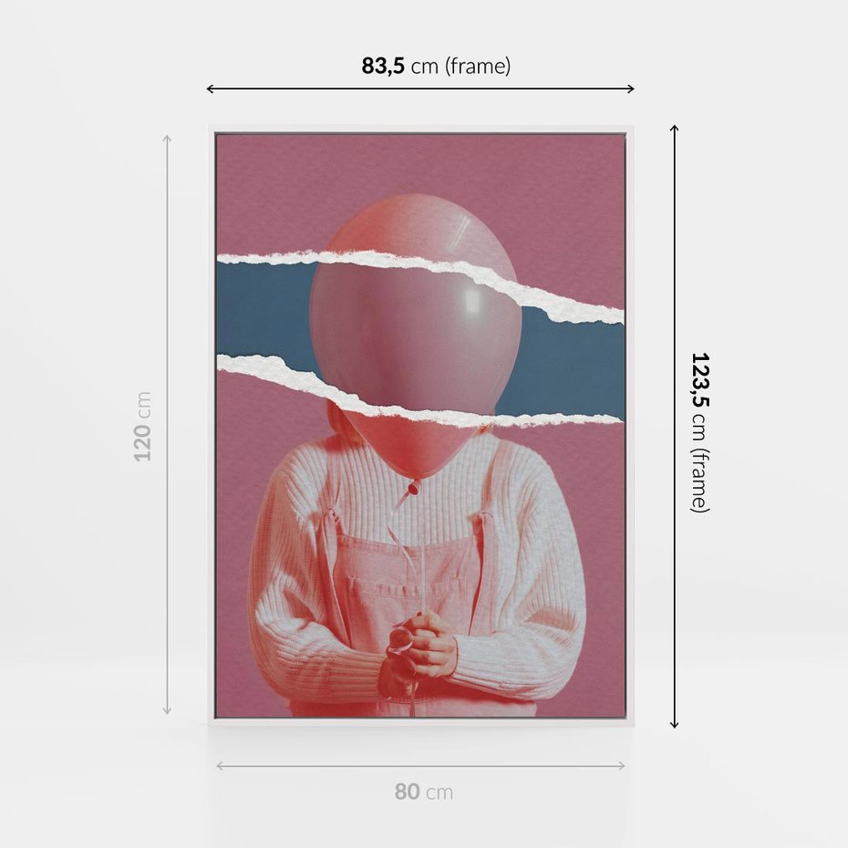 Obraz w ramie 80x120 - Kolaż Wyobraźni - kolaż zdjęć, styl retro - rama biała