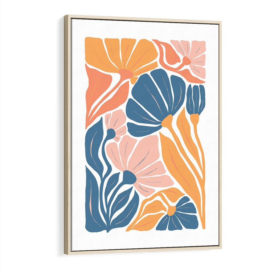 Obraz w ramie 50x70 - Wibracje Kolorowych Wiatrów - kwiaty, pastelowe kolory - rama drewno