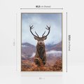 Obraz w ramie 80x120 - Jeleń w Uśpionym Krajobrazie - jeleń na tle gór, ośnieżone góry - rama drewno