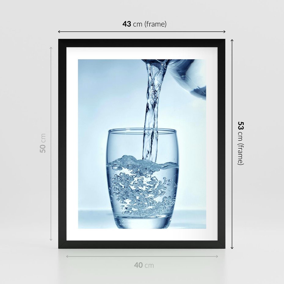 Plakat w ramie 40x50 - Chłodząca szklanka wody - szklanka, wody - rama czarna