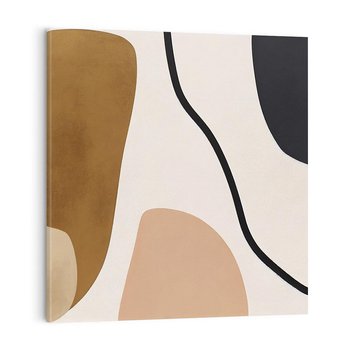Obraz na płótnie 50x50 - Harmonia chaosu i porządku - abstrakcyjne kształty, kolory beżu i brązu