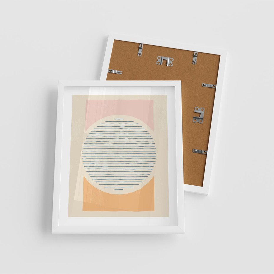 Plakat w ramie 40x50 - Rozbijająca Opowieść - geometryczne kształty, koła - rama biała