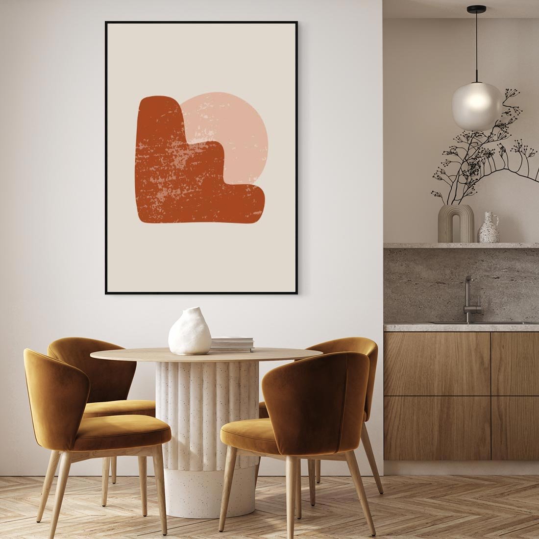 Obraz w ramie 70x100 - Przenikanie Granic - nowoczesny plakat, abstrakcyjne kształty - rama czarna