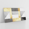 Obraz na płótnie 140x70 - Marmur w Geometrycznych Kształtach - geometryczne linie, złoto i szarość