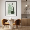 Plakat w ramie 40x50 - Zielona Równowaga - abstrakcyjny zielony ślimak, skandynawski design - rama czarna