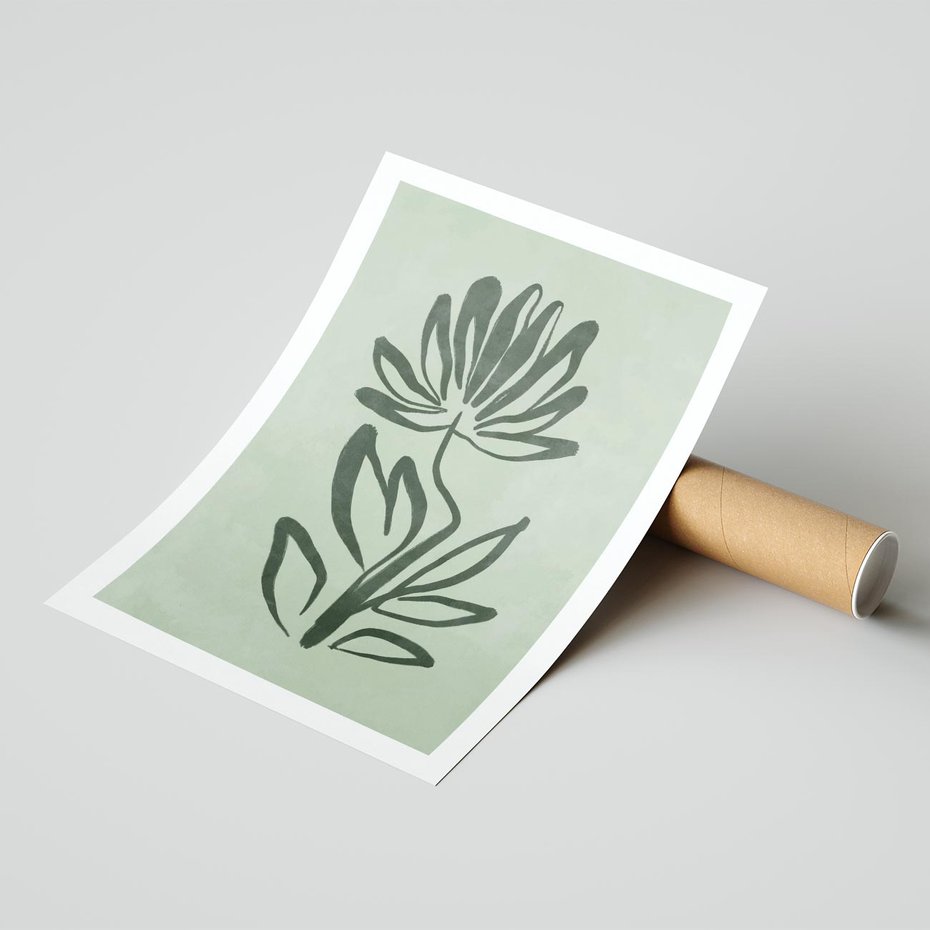 Plakat bez ramy 30x40 - Zieleń Wyjątkowego Ukojenia - zielona abstrakcja, zgaszona zieleń