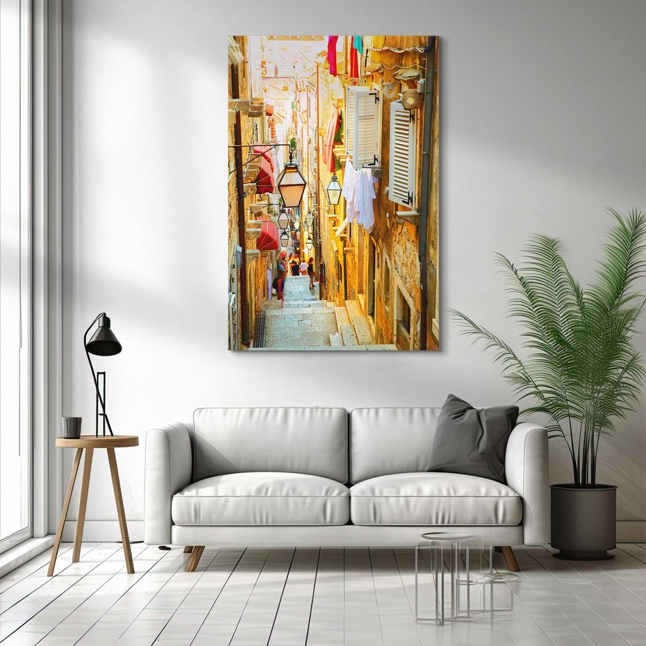 Obraz na płótnie 50x70 - Odkryj tajemnice miasta - uliczka, perspektywa