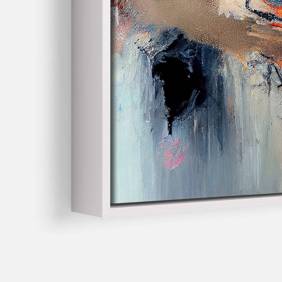 Obraz w ramie 70x100 - Kontrapunkty zatajonych uczuć - dynamiczna abstrakcja, bałagan na płótnie - rama biała