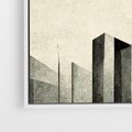 Obraz w ramie 50x50 - Mroczne Wieżowce - postarzana grafika, perspektywa budynków wieżowców - rama biała
