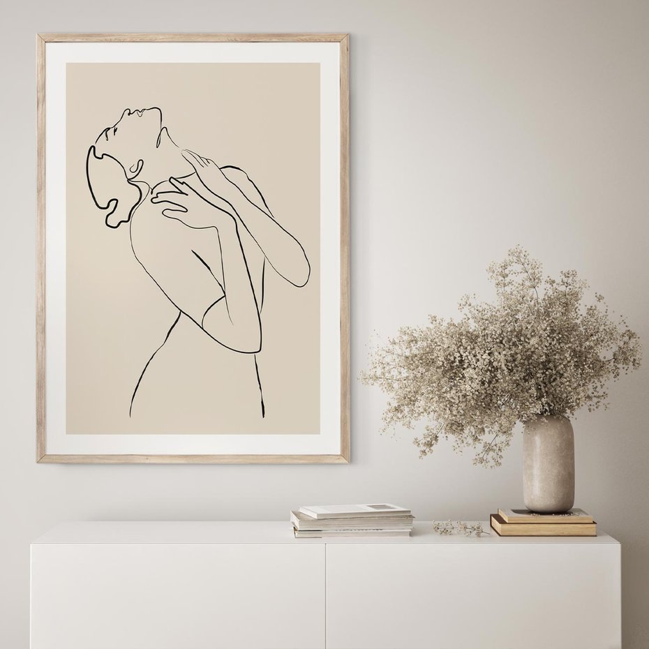 Plakat w ramie 40x50 - Bezkresny Taniec - kobieta, szkic - rama drewno