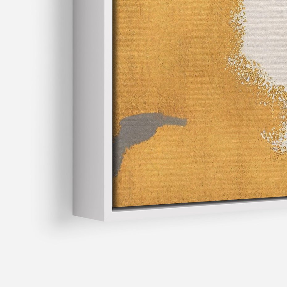 Obraz w ramie 50x70 - Złote Maźnięcia Pędzla - złota abstrakcja, plamy - rama biała