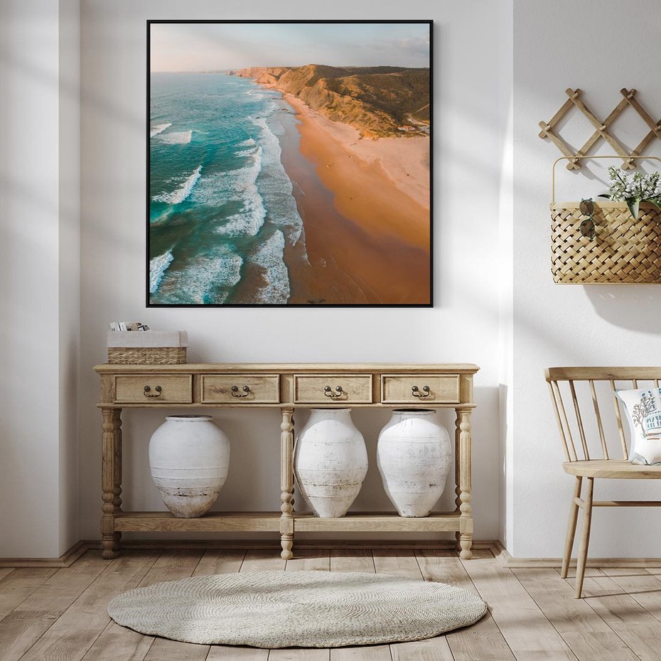 Obraz w ramie 50x50 - Z Lotu Ptaka - fotografia, plaża - rama czarna