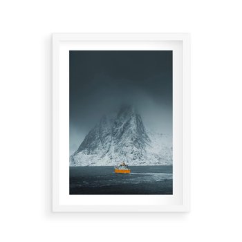 Plakat w ramie 30x40 - Skandynawski pejzaż - skadynawski, pejzaż - rama biała