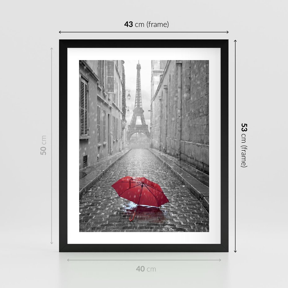 Plakat w ramie 40x50 - Kolorowy parasol w Paryżu - Paryż, parasol - rama czarna