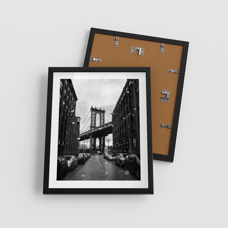 Plakat w ramie 40x50 - Ikona Miasta - Nowy Jork, most - rama czarna