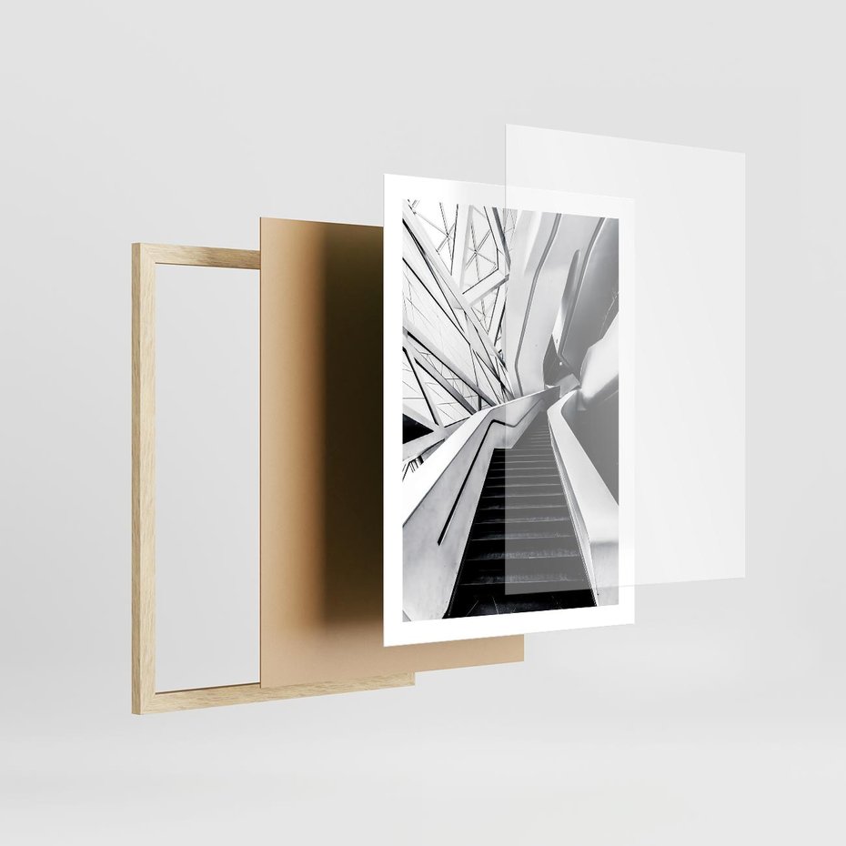 Plakat w ramie 50x70 - Współczesne Kształty - architektura, nowoczesne formy - rama drewno