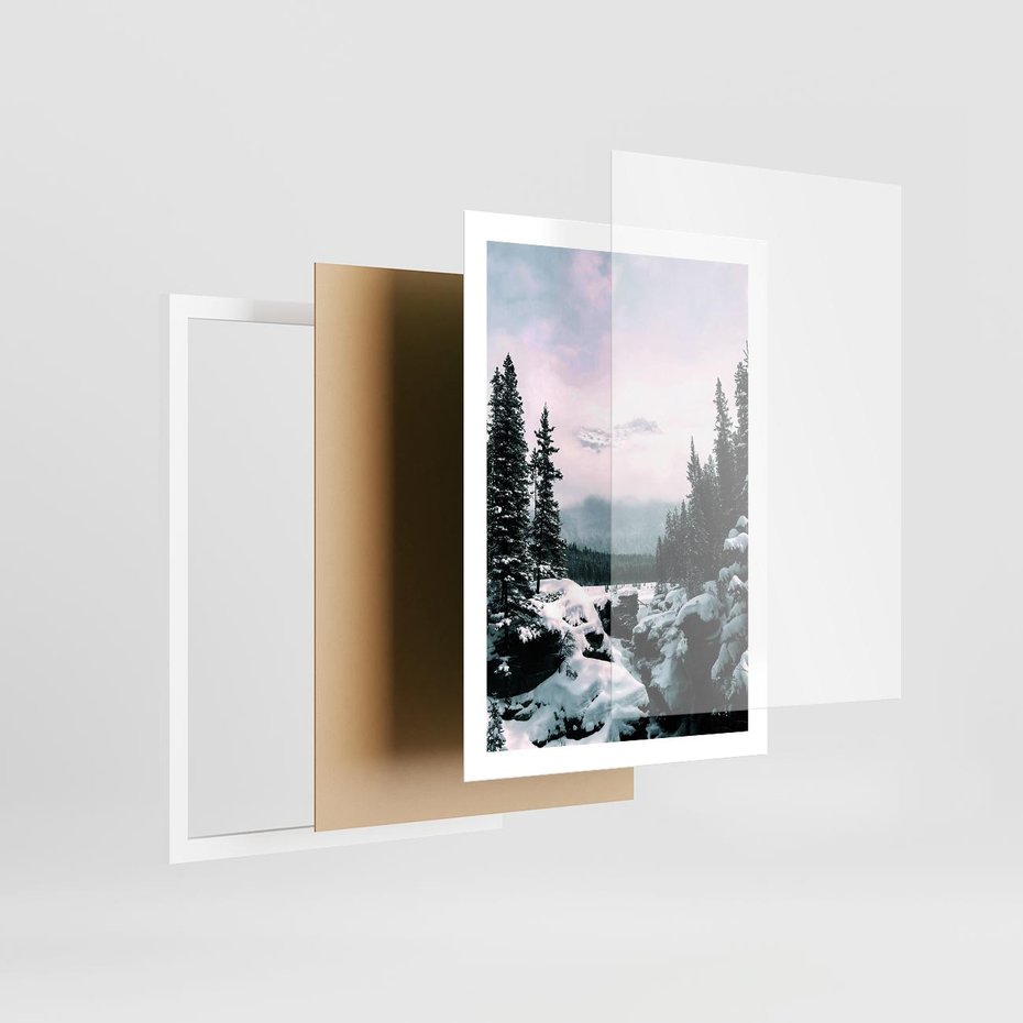 Plakat w ramie 50x70 - Zimowe Góry - zimowy krajobraz, góry - rama biała