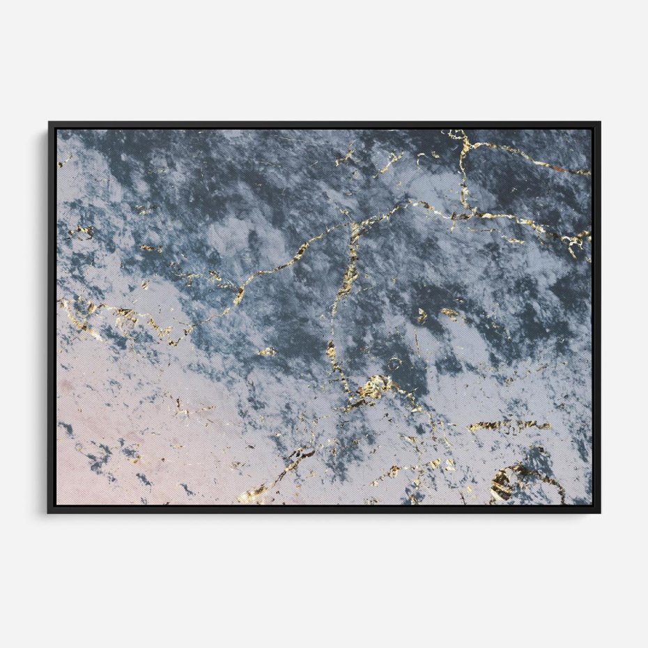 Obraz w ramie 70x50 - Elegancja i Wyrafinowanie - marmur, złoto - rama czarna