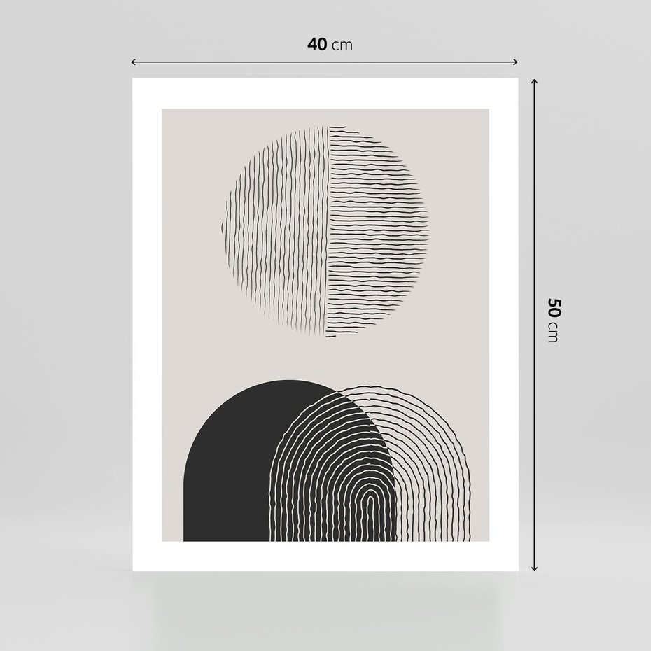 Plakat bez ramy 40x50 - Przenikająca Rzeczywistość - abstrakcyjna kompozycja, okręgi i półokręgi