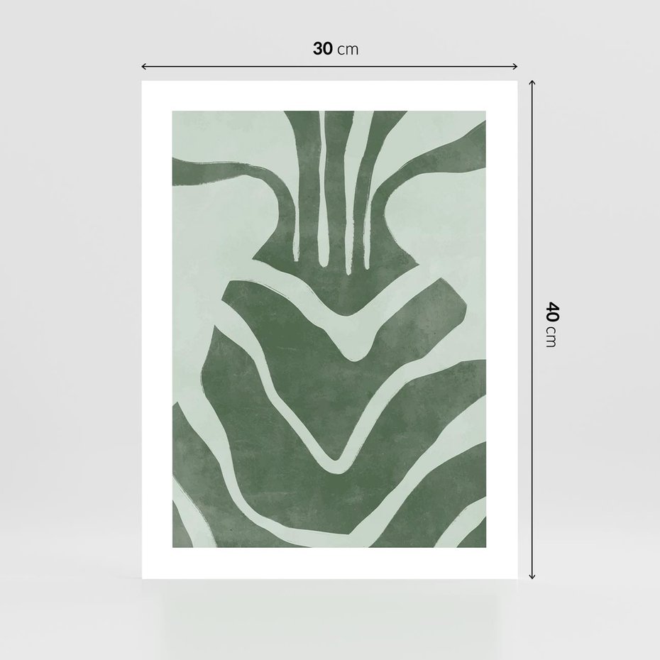 Plakat bez ramy 30x40 - Zieleń Odpoczynku - zielony plakat, nieregularne splątane linie