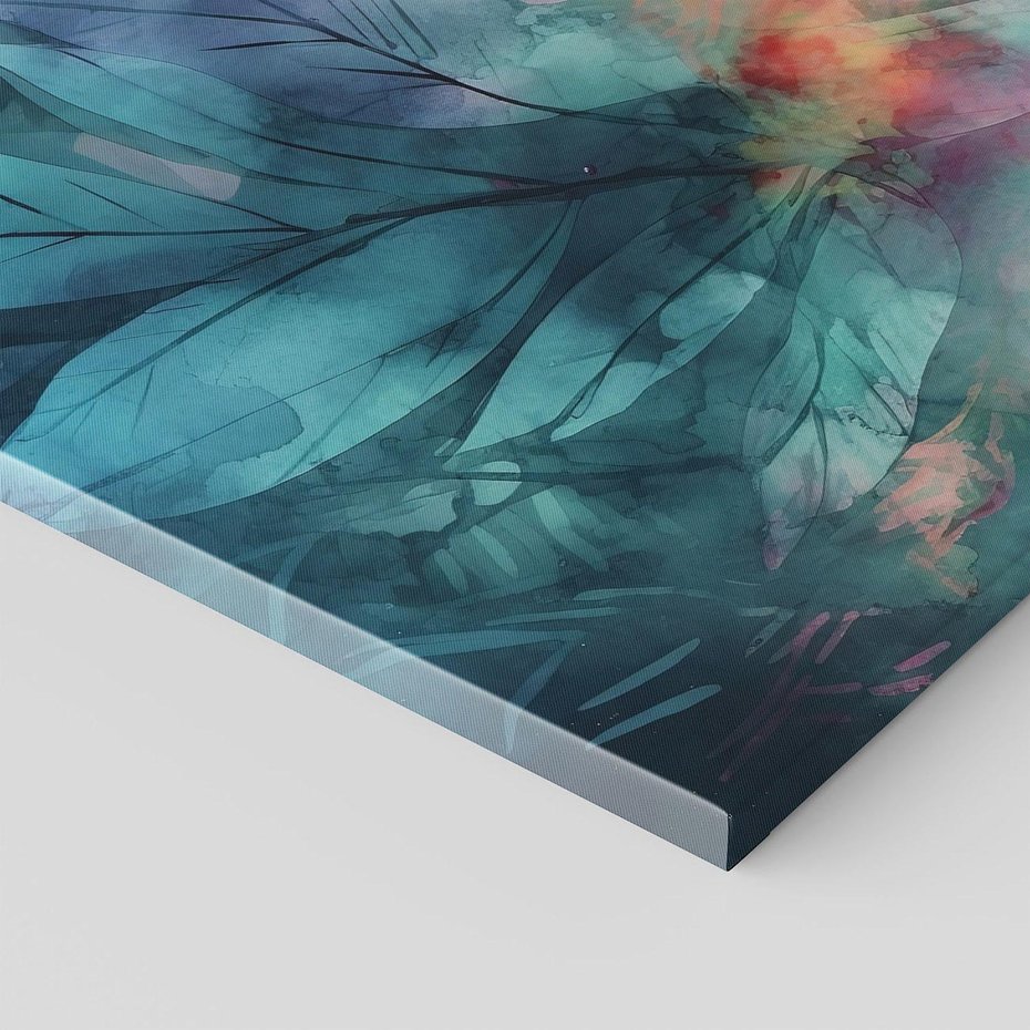 Obraz na płótnie 120x80 - Subtelne Zielone - pastelowe zielone liście, róż